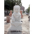 Garden Decoration Stone Carving White Lion Sculpture Marble Statue
